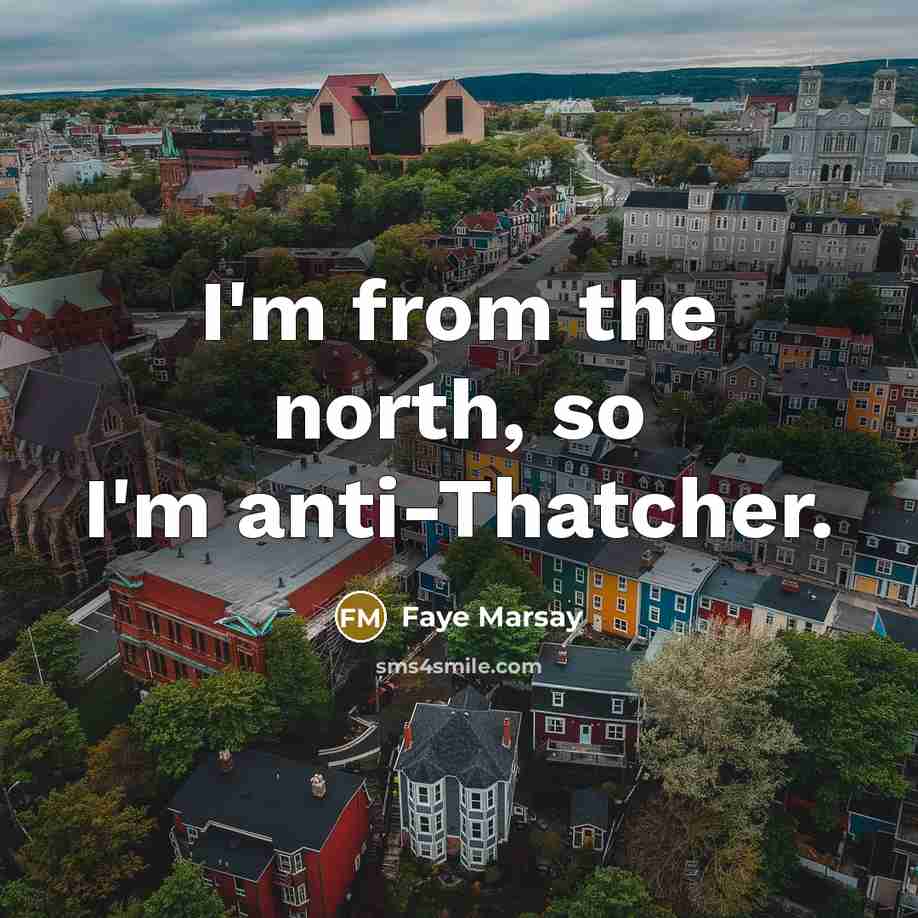 “I'm from the north, so I'm anti-Thatcher.” quote by Faye Marsay