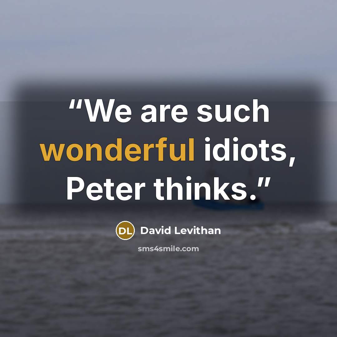 “We are such wonderful idiots, Peter thinks.” quote by David Levithan