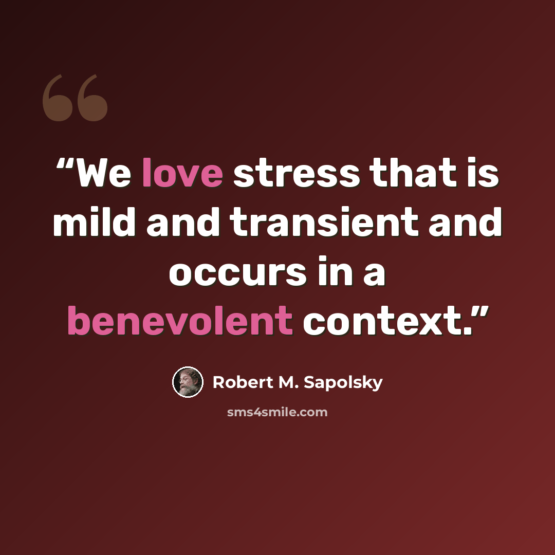 “We love stress that is mild and transient and occurs in a benevolent context.” quote by Robert M. Sapolsky