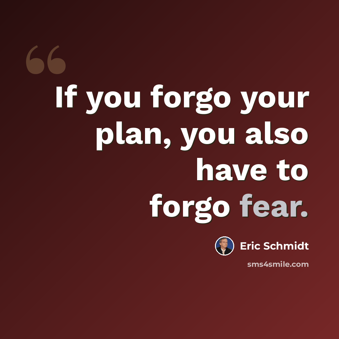 “If you forgo your plan, you also have to forgo fear.” quote by Eric Schmidt