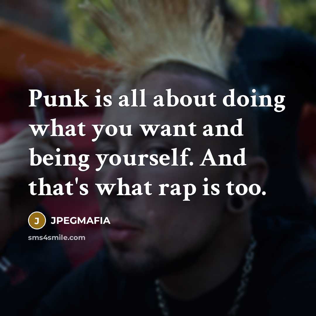 “Punk is all about doing what you want and being yourself. And that's what rap is too.” quote by JPEGMAFIA
