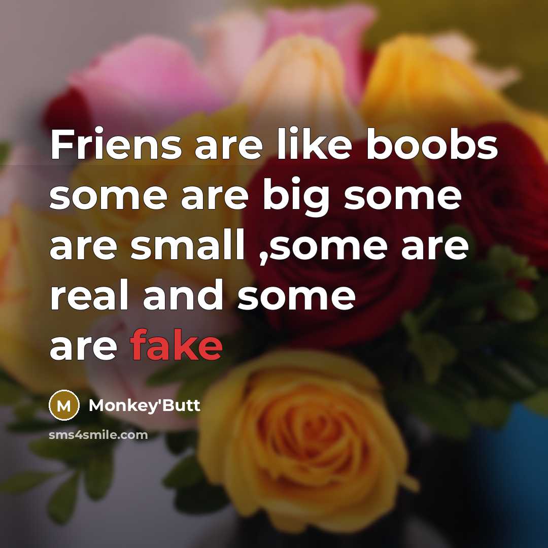 “Friens are like boobs some are big some are small ,some are real and some are fake” quote by Monkey'Butt
