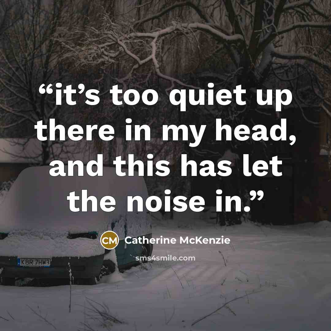 “it’s too quiet up there in my head, and this has let the noise in.” quote by Catherine McKenzie