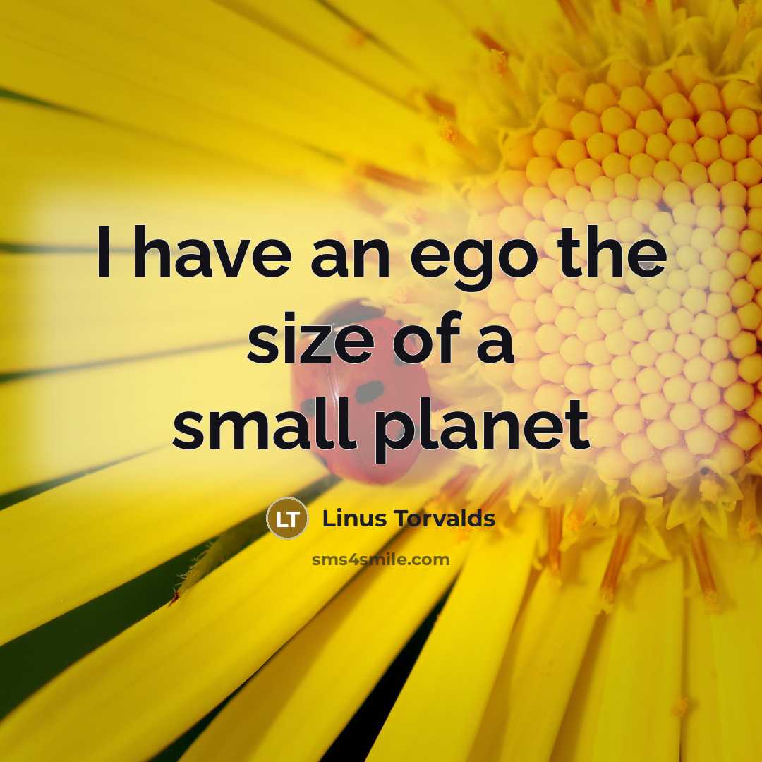 “I have an ego the size of a small planet” quote by Linus Torvalds