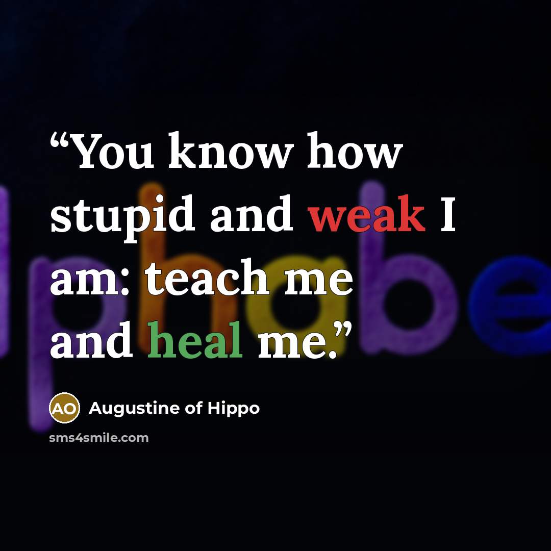 “You know how stupid and weak I am: teach me and heal me.” quote by Augustine of Hippo