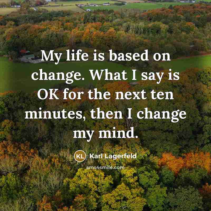 “My life is based on change. What I say is OK for the next ten minutes, then I change my mind.” quote by Karl Lagerfeld