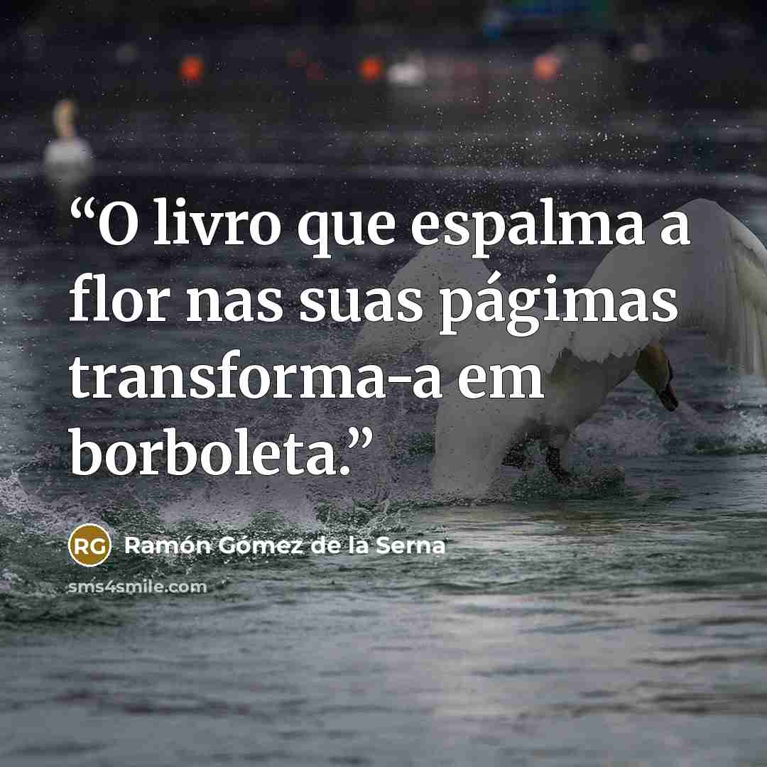 “O livro que espalma a flor nas suas págimas transforma-a em borboleta.” quote by Ramón Gómez de la Serna