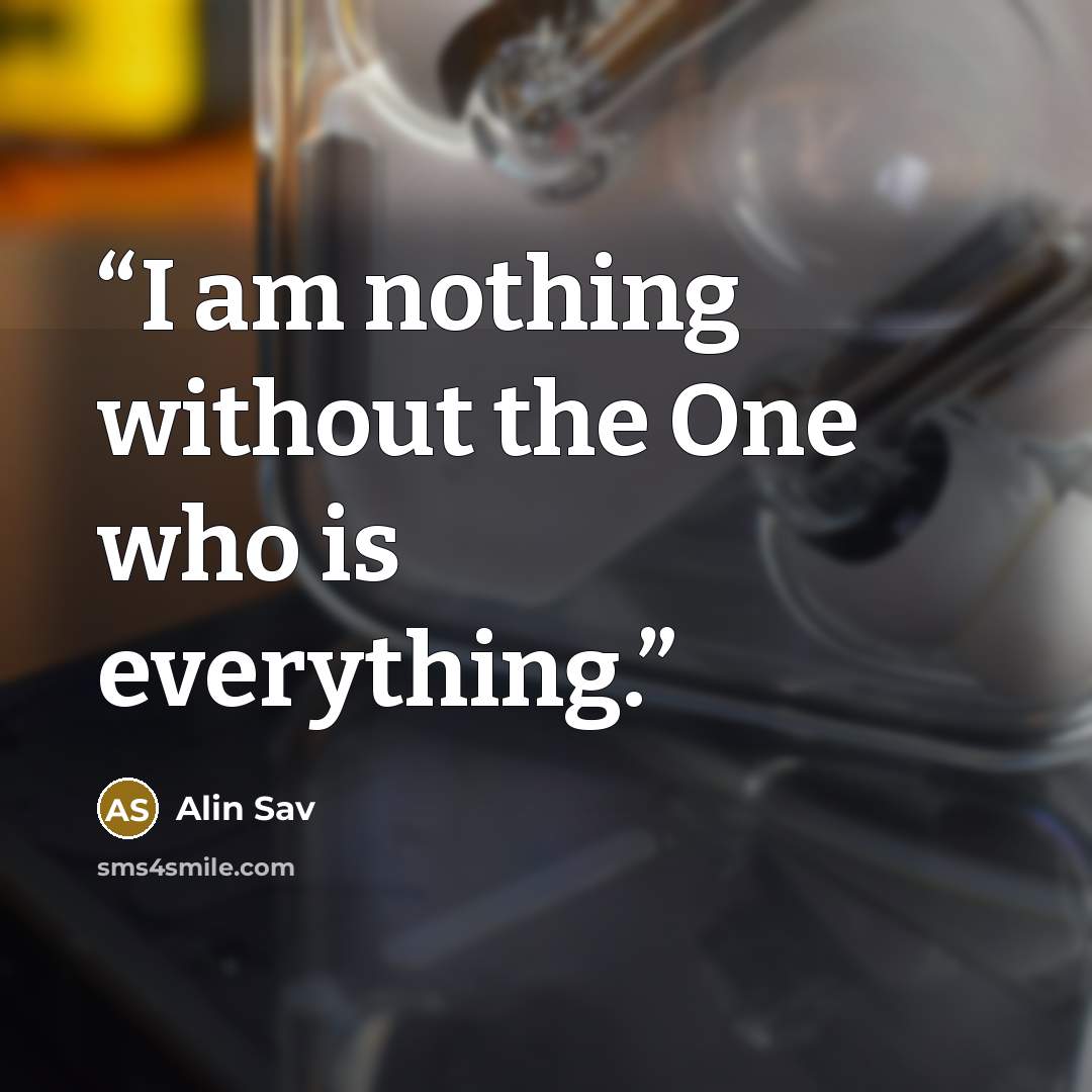 “I am nothing without the One who is everything.” quote by Alin Sav