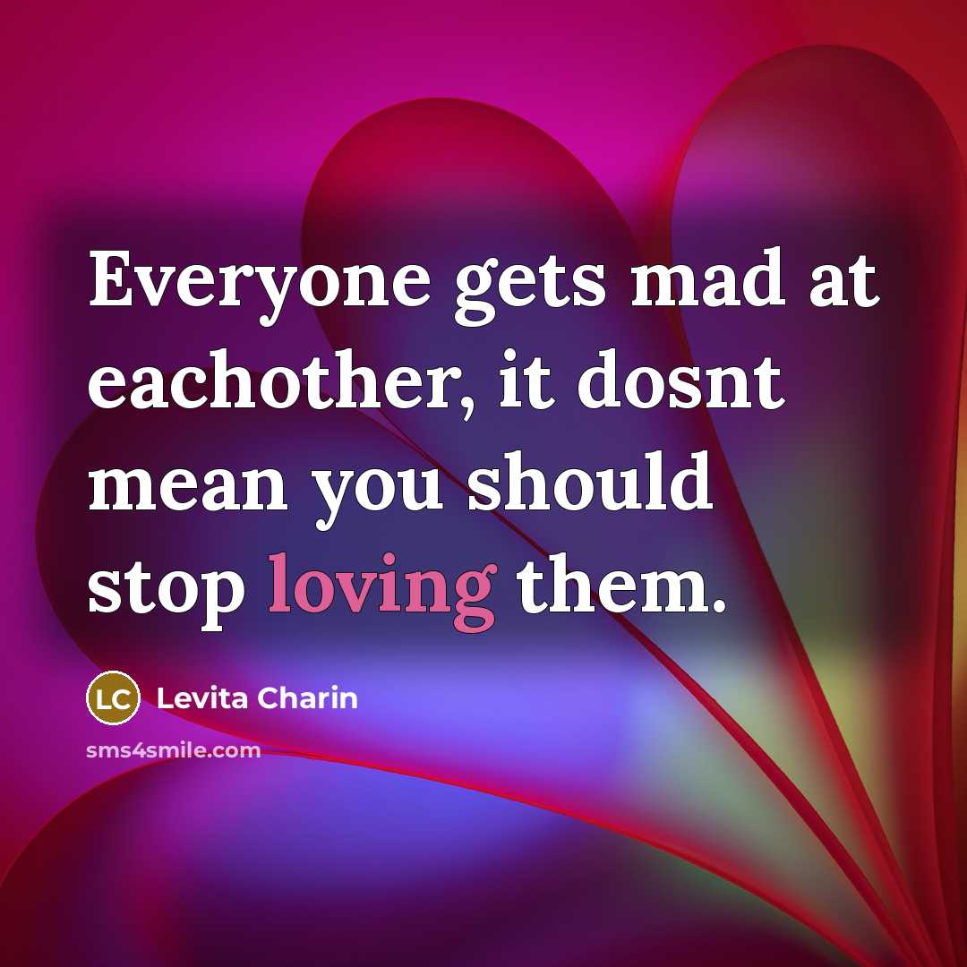 “Everyone gets mad at eachother, it dosnt mean you should stop loving them.” quote by Levita Charin