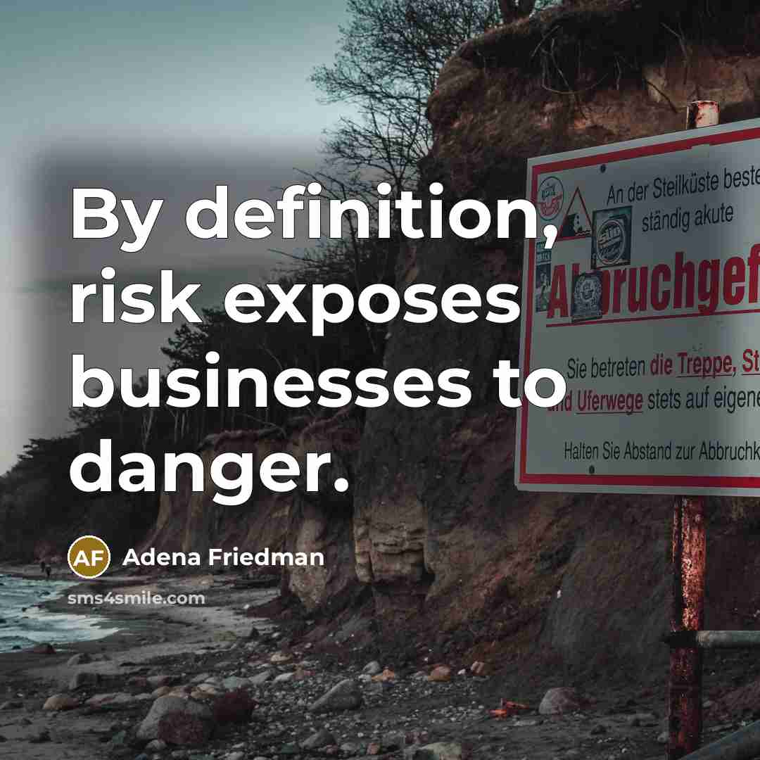 “By definition, risk exposes businesses to danger.” quote by Adena Friedman