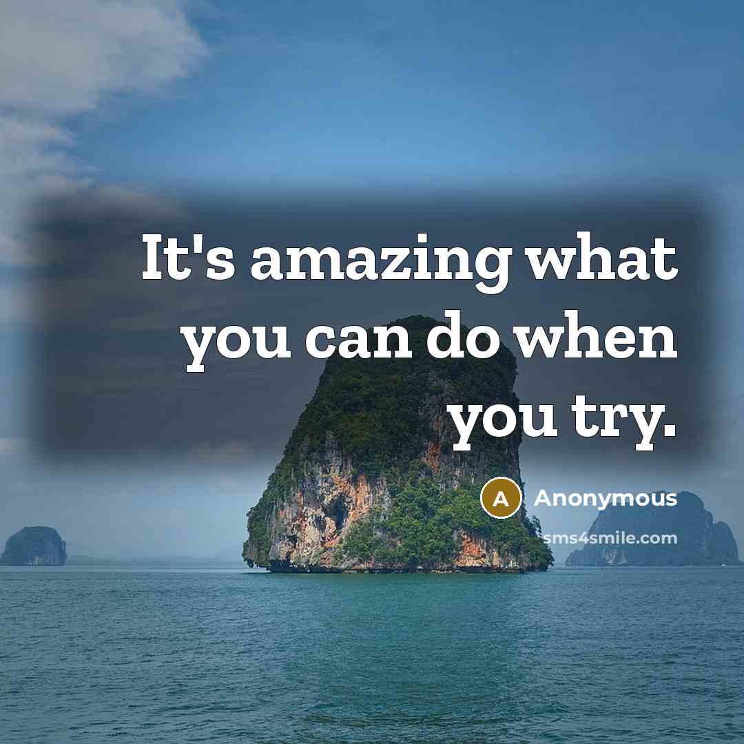 “It's amazing what you can do when you try.” quote by Anonymous