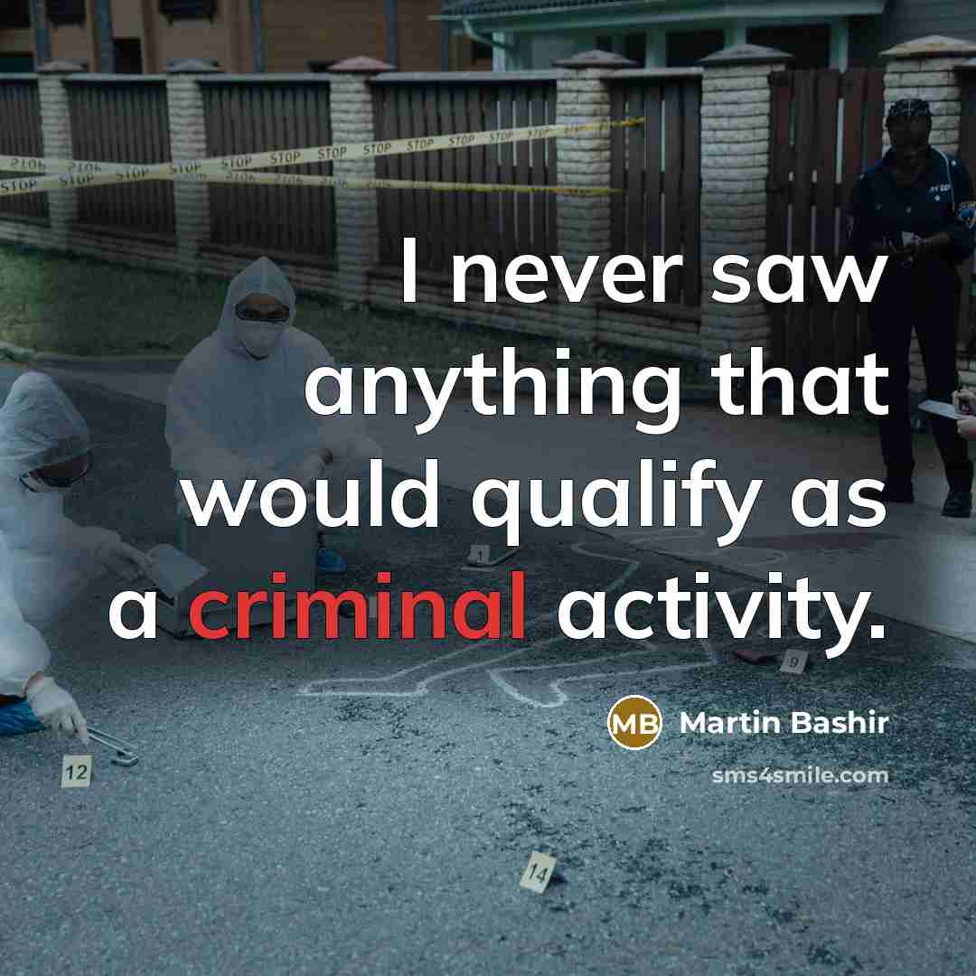 “I never saw anything that would qualify as a criminal activity.” quote by Martin Bashir