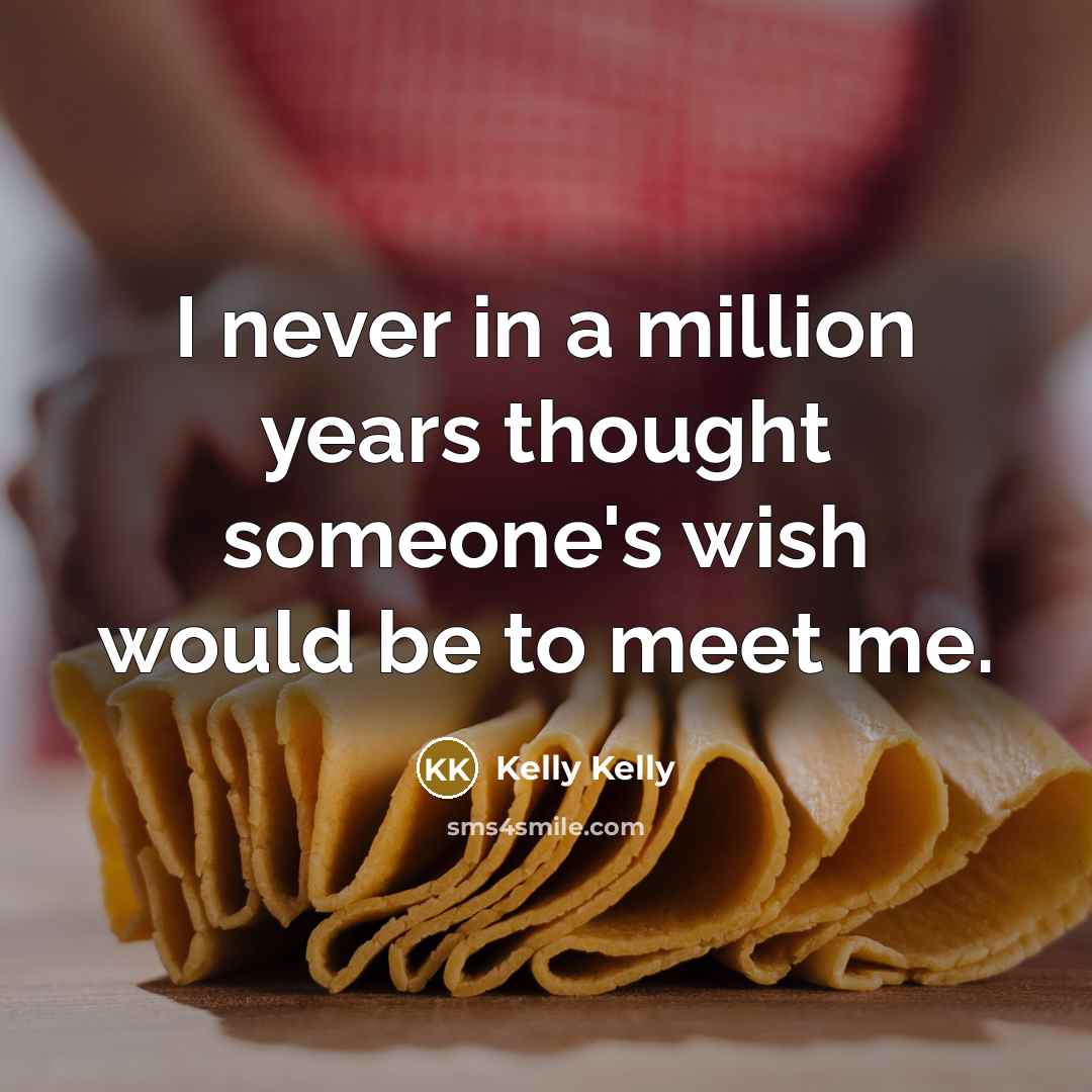 “I never in a million years thought someone's wish would be to meet me.” quote by Kelly Kelly