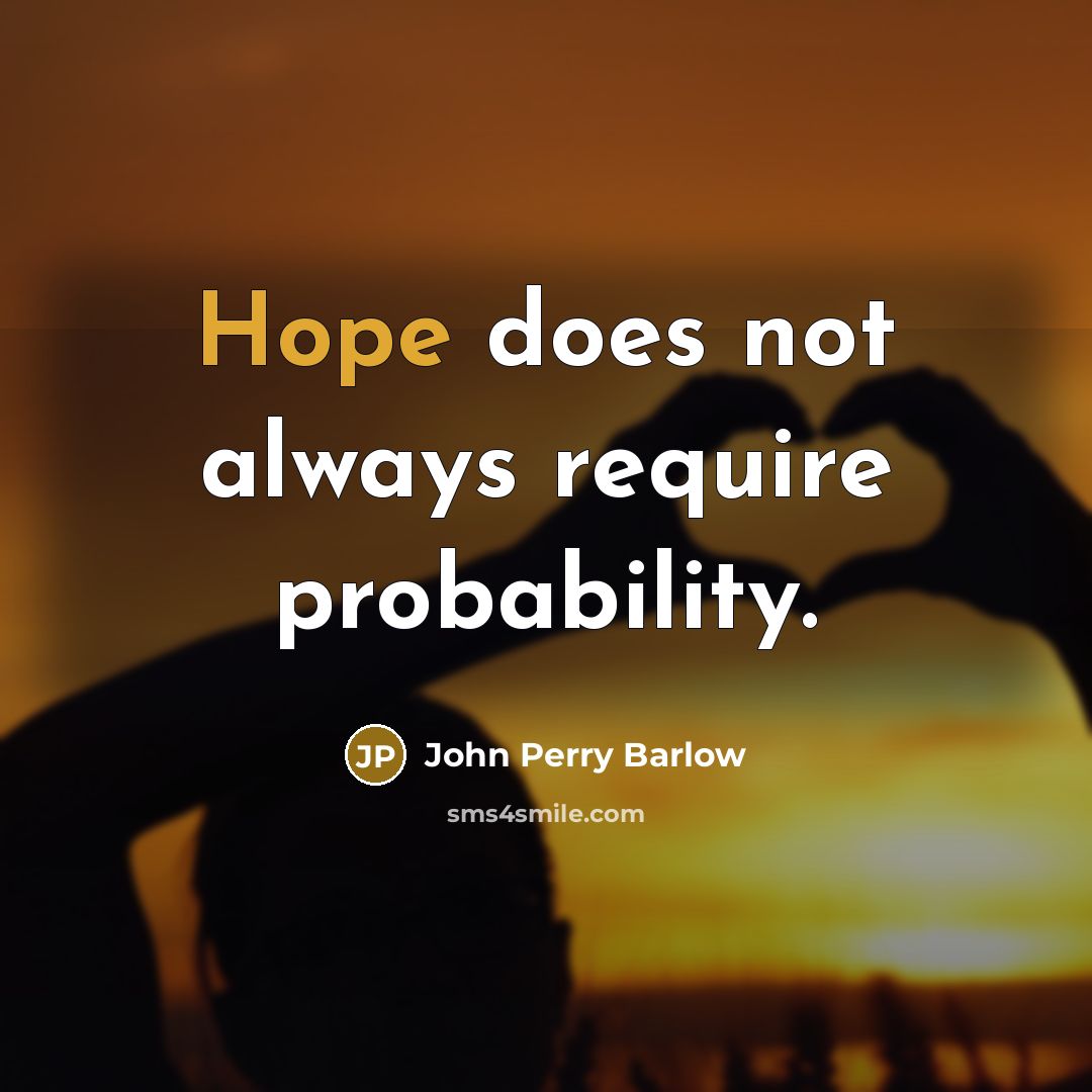 “Hope does not always require probability.” quote by John Perry Barlow