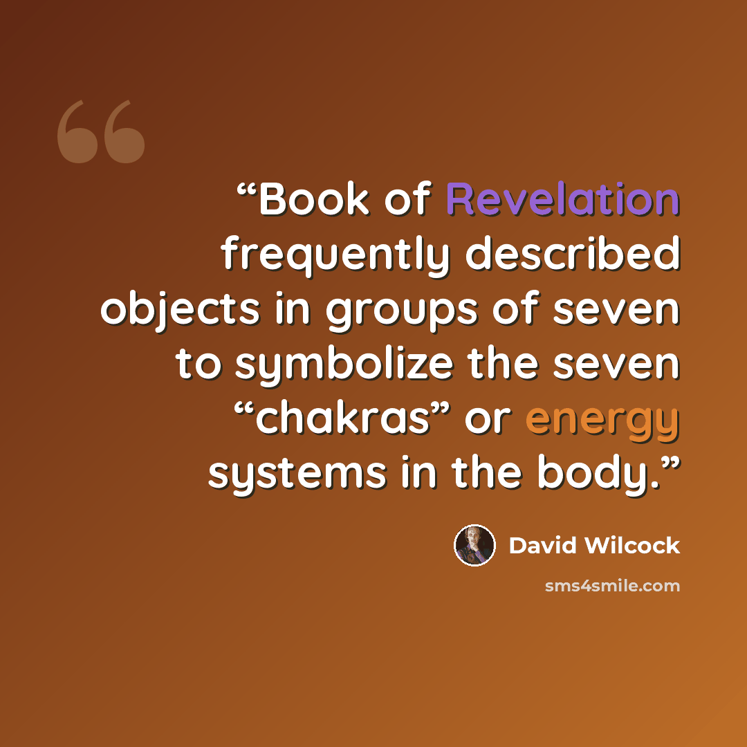 “Book of Revelation frequently described objects in groups of seven to symbolize the seven “chakras” or energy systems in the body.” quote by David Wilcock
