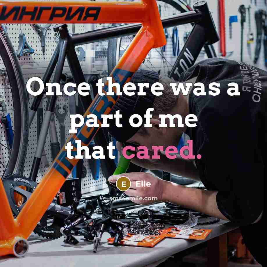 “Once there was a part of me that cared.” quote by Elle