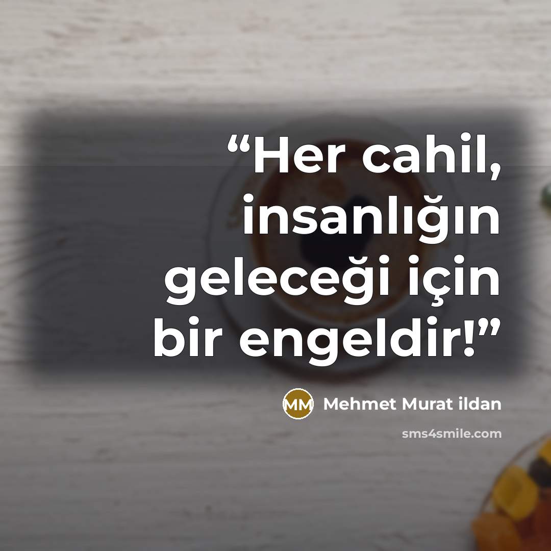 “Her cahil, insanlığın geleceği için bir engeldir!” quote by Mehmet Murat ildan