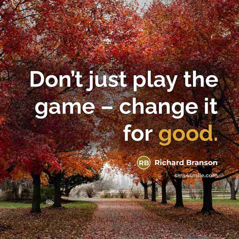 “Don’t just play the game – change it for good.” quote by Richard Branson