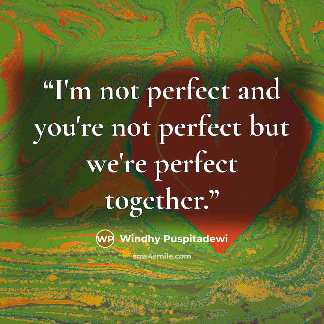“I'm not perfect and you're not perfect but we're perfect together.” quote by Windhy Puspitadewi