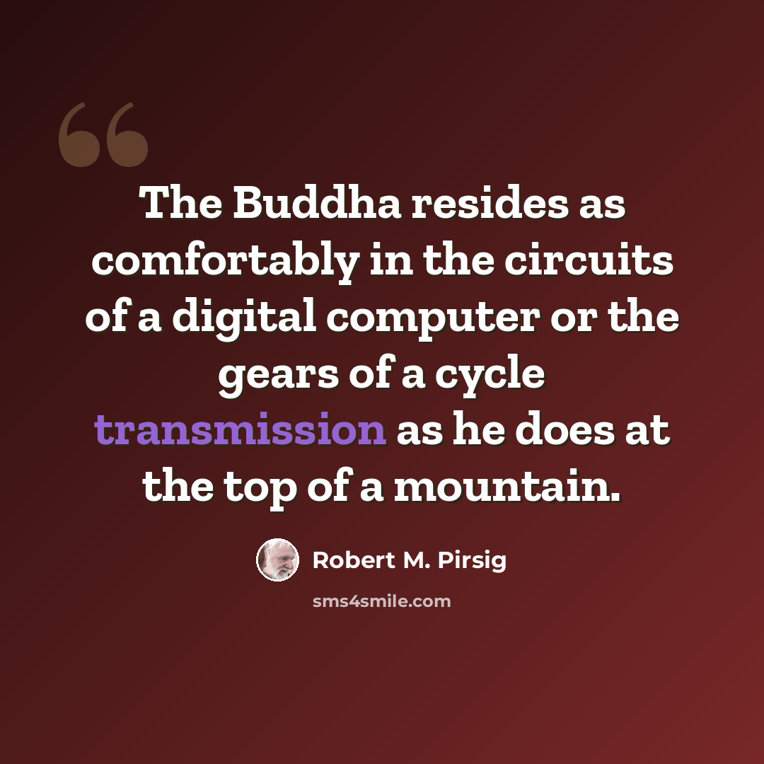 “The Buddha resides as comfortably in the circuits of a digital computer or the gears of a cycle transmission as he does at the top of a mountain.” quote by Robert M. Pirsig