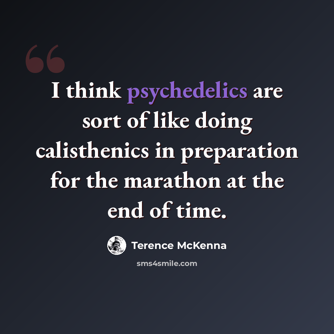 “I think psychedelics are sort of like doing calisthenics in preparation for the marathon at the end of time.” quote by Terence McKenna
