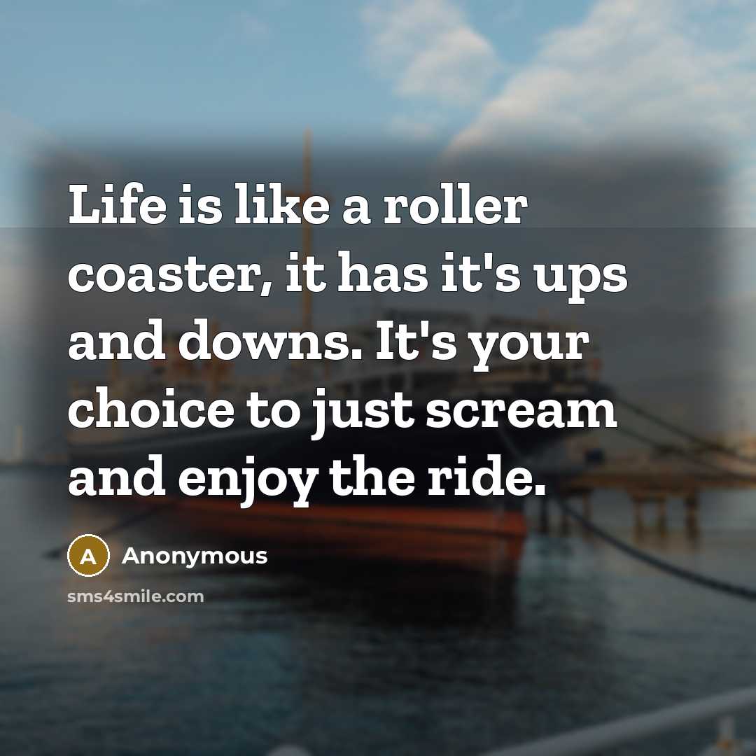 “Life is like a roller coaster, it has it's ups and downs. It's your choice to just scream and enjoy the ride.” quote by Anonymous