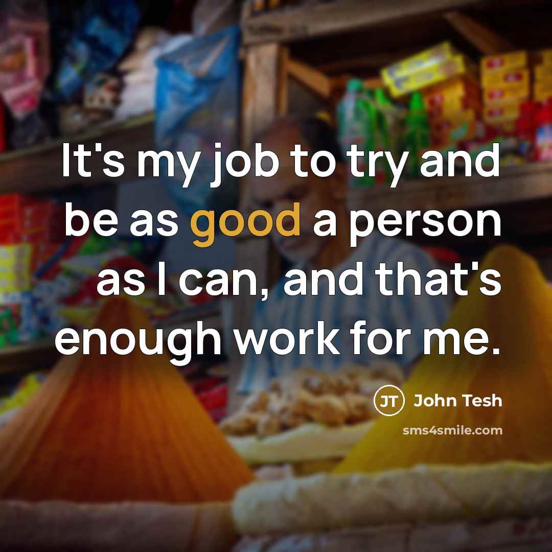 “It's my job to try and be as good a person as I can, and that's enough work for me.” quote by John Tesh