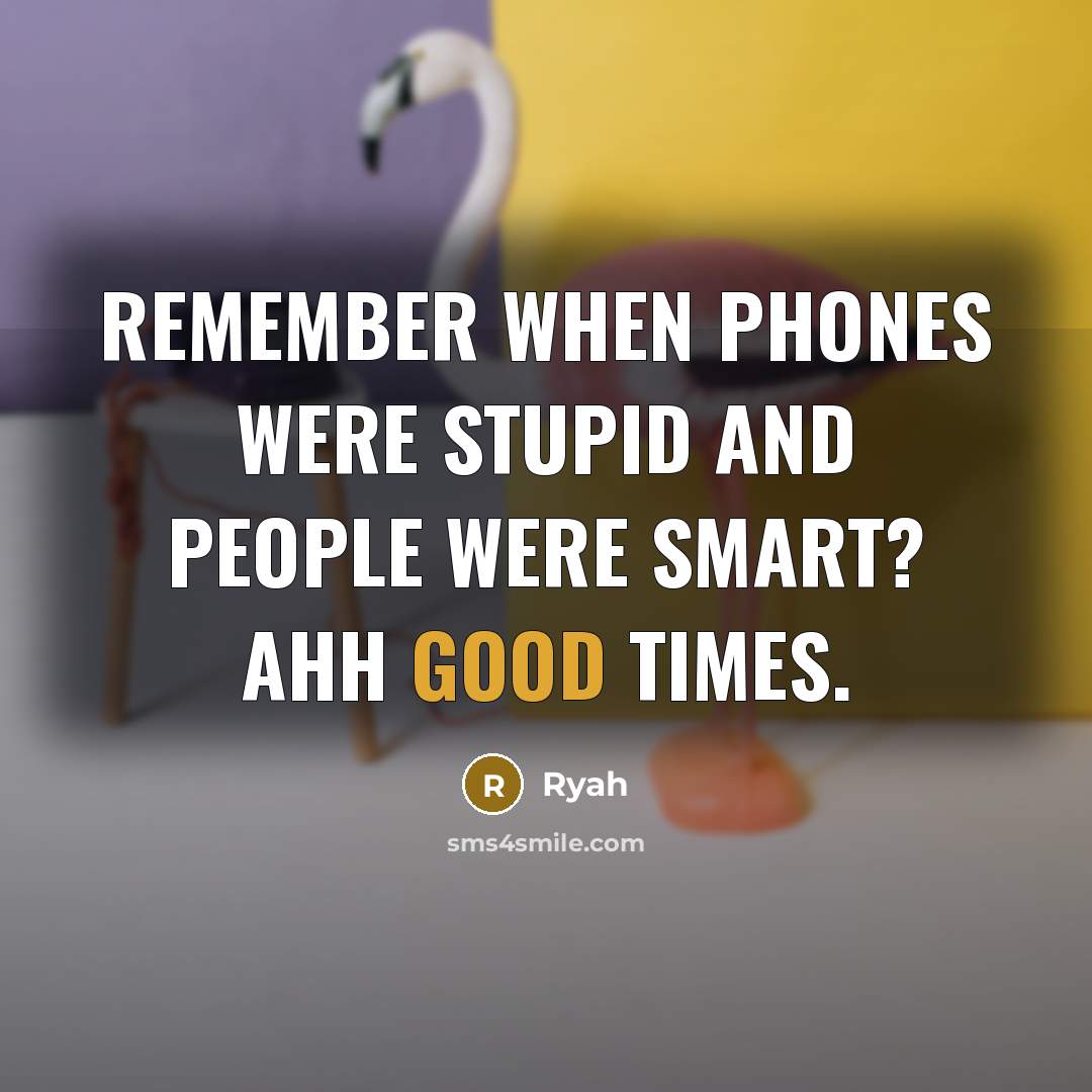 “Remember when phones were stupid and people were smart? Ahh Good times.” quote by Ryah
