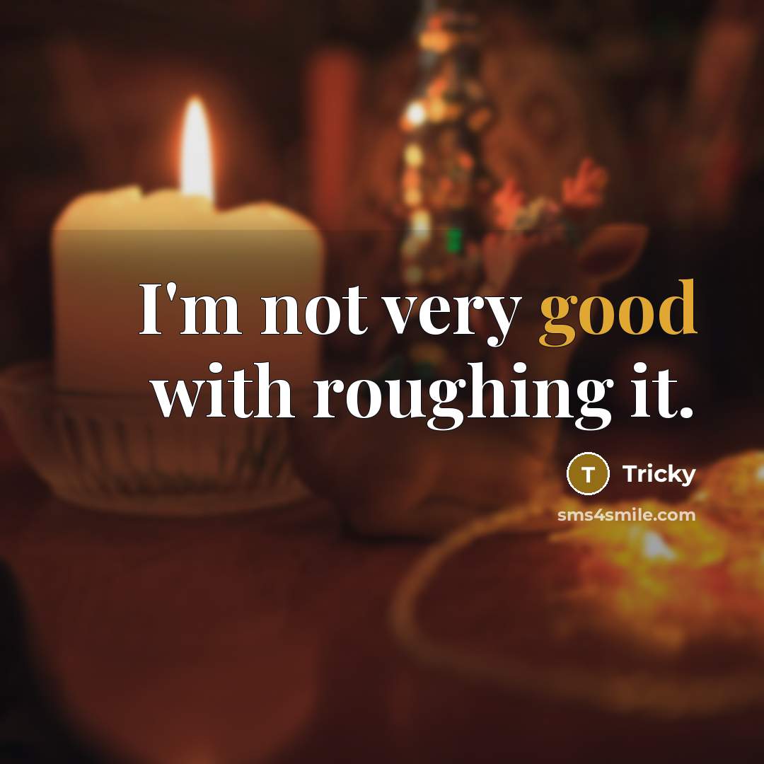 “I'm not very good with roughing it.” quote by Tricky