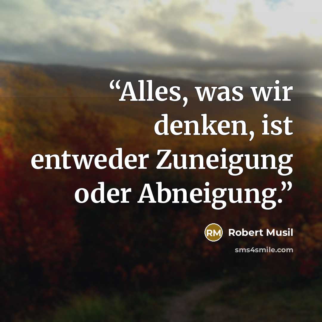“Alles, was wir denken, ist entweder Zuneigung oder Abneigung.” quote by Robert Musil