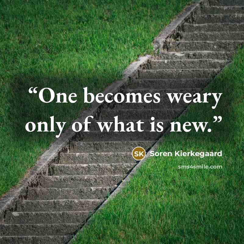 “One becomes weary only of what is new.” quote by Soren Kierkegaard