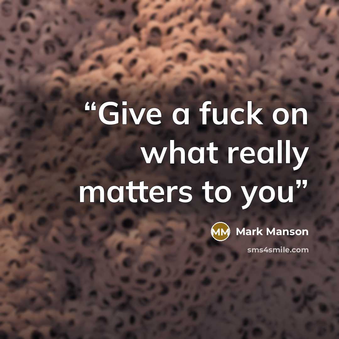 “Give a fuck on what really matters to you” quote by Mark Manson