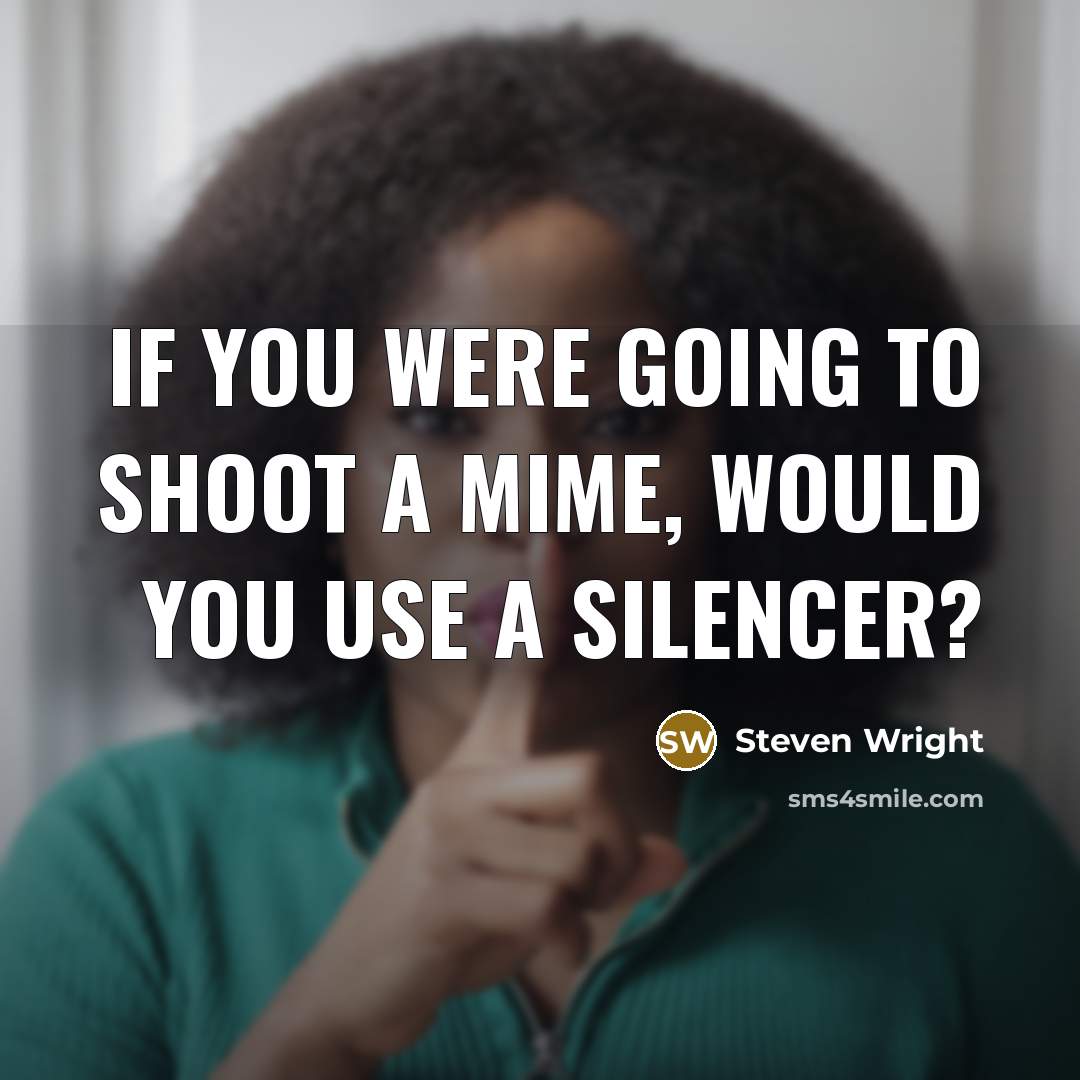 “If you were going to shoot a mime, would you use a silencer?” quote by Steven Wright