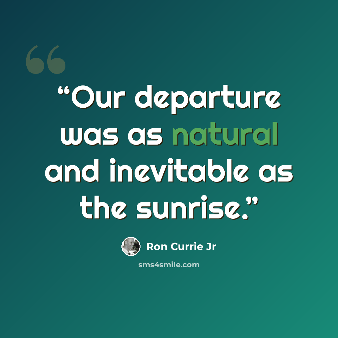 “Our departure was as natural and inevitable as the sunrise.” quote by Ron Currie Jr