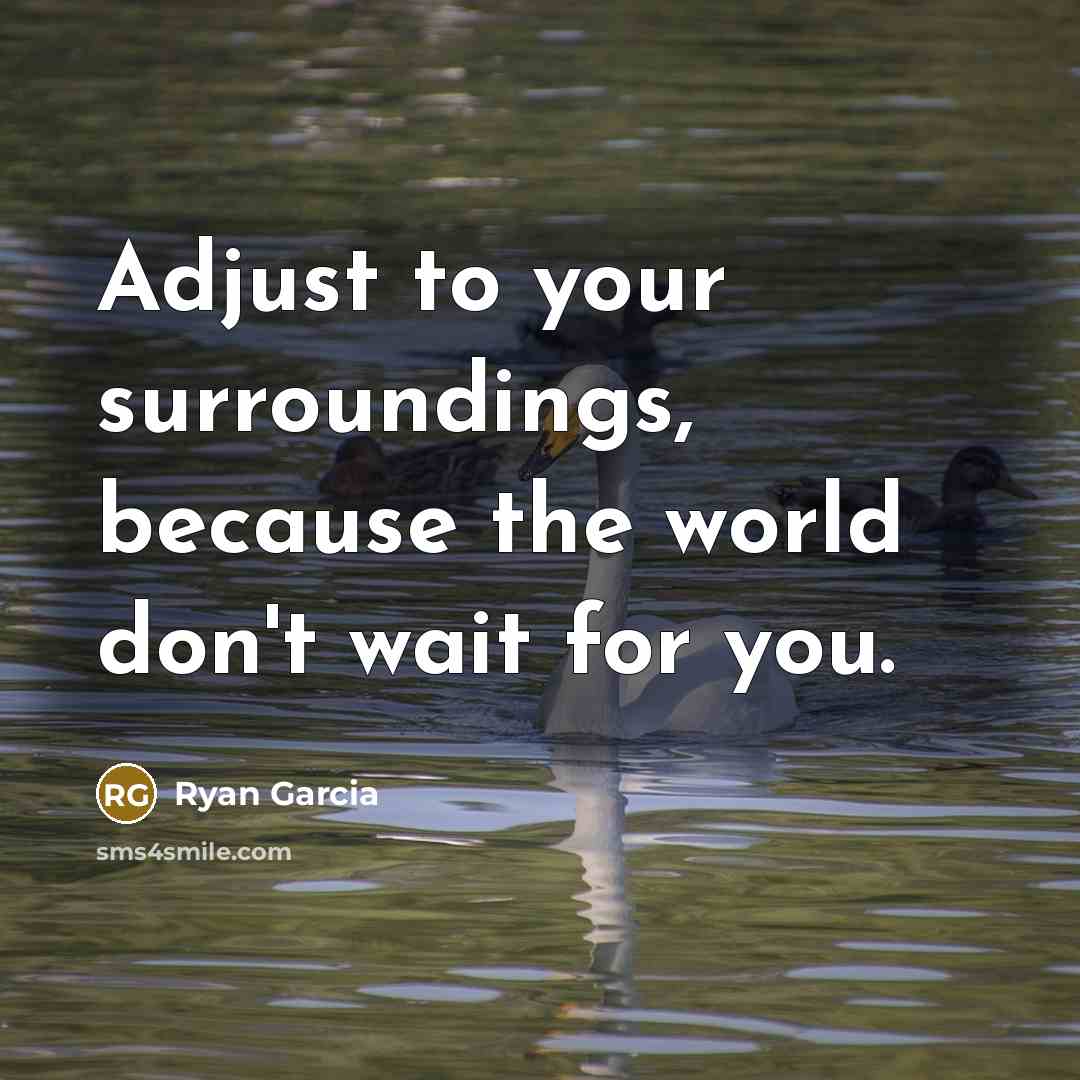 “Adjust to your surroundings, because the world don't wait for you.” quote by Ryan Garcia
