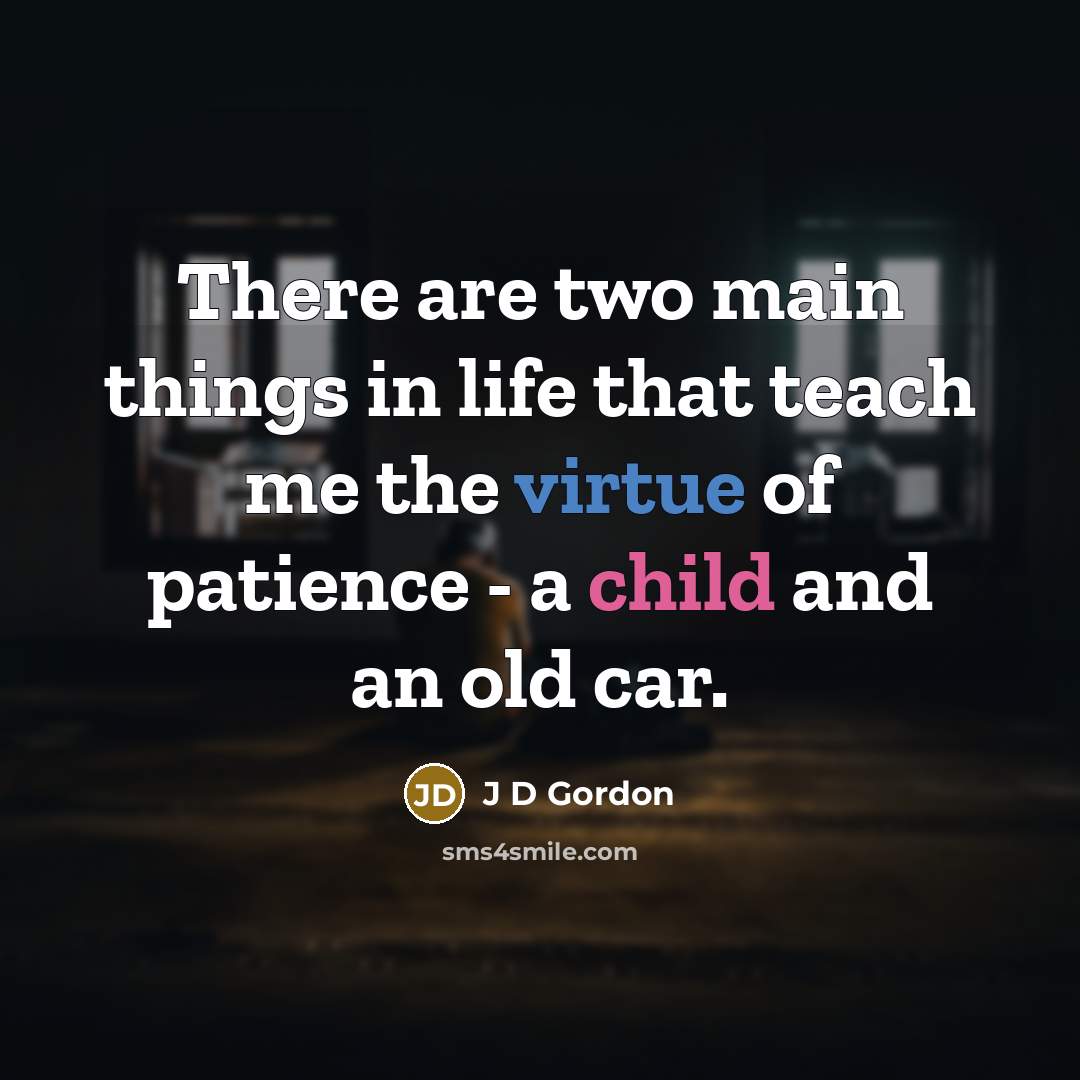 “There are two main things in life that teach me the virtue of patience - a child and an old car.” quote by J D Gordon