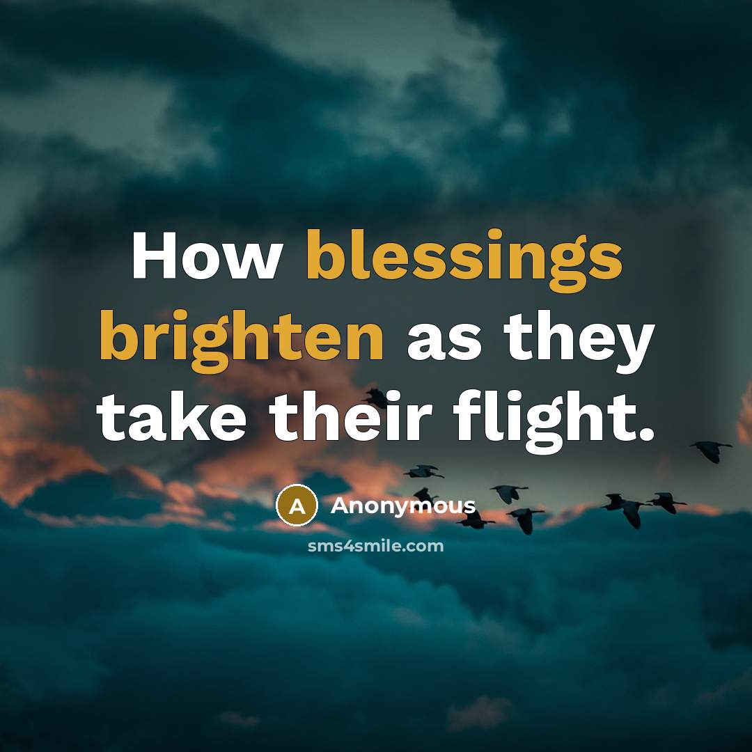 “How blessings brighten as they take their flight.” quote by Anonymous