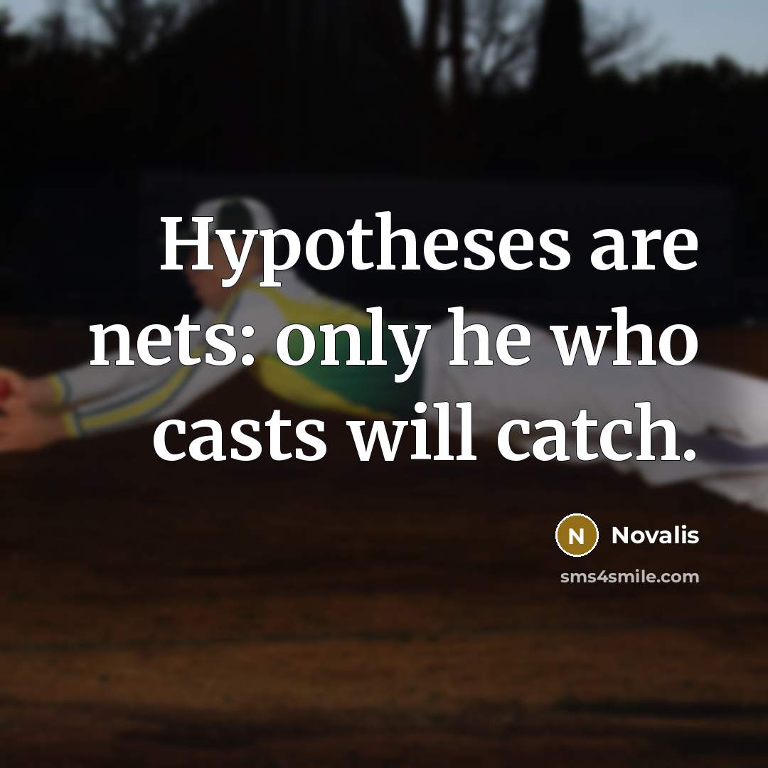 “Hypotheses are nets: only he who casts will catch.” quote by Novalis