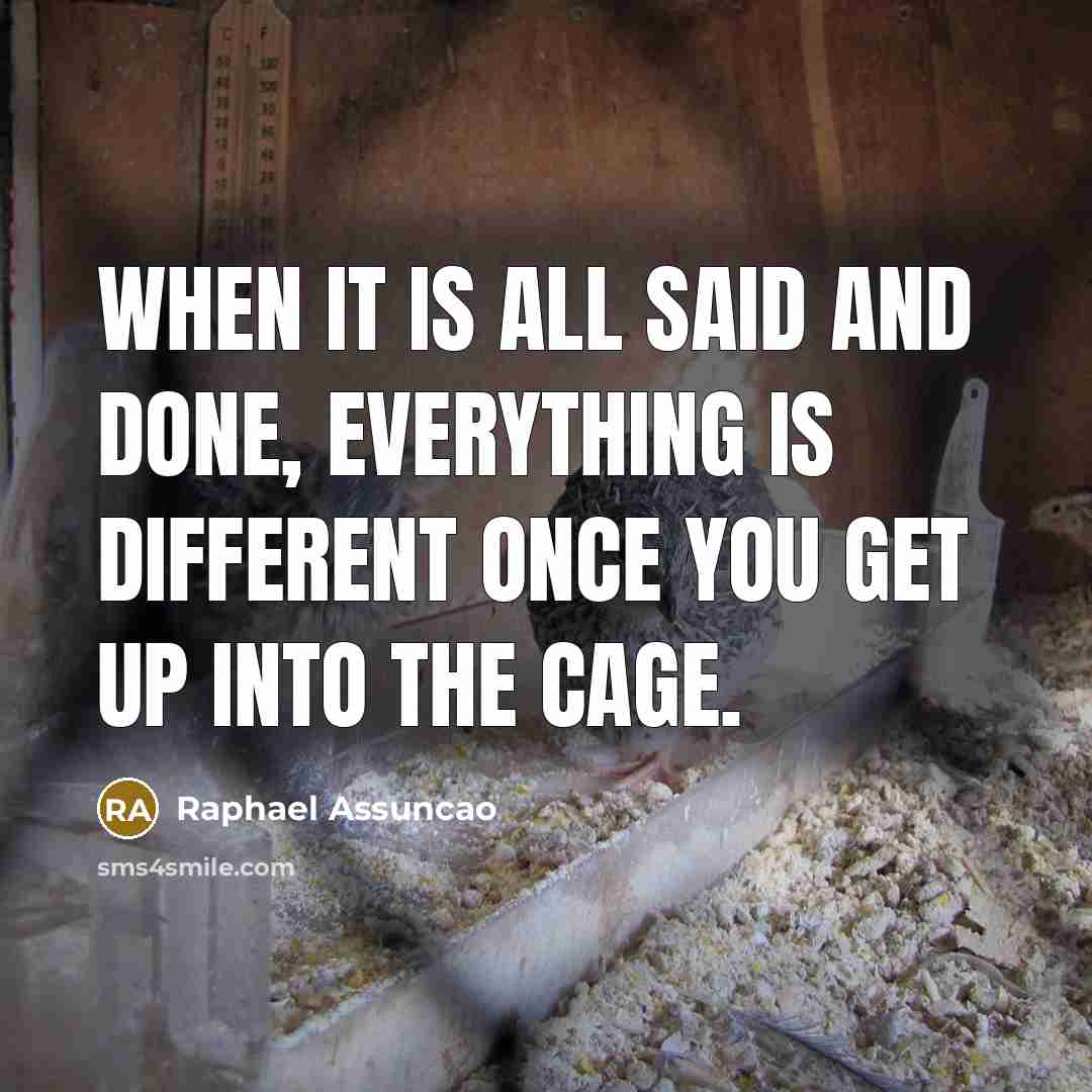 “When it is all said and done, everything is different once you get up into the cage.” quote by Raphael Assuncao