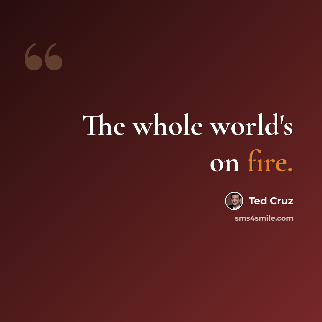 “The whole world's on fire.” quote by Ted Cruz
