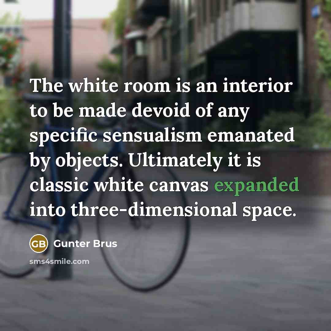 “The white room is an interior to be made devoid of any specific sensualism emanated by objects. Ultimately it is classic white canvas expanded into three-dimensional space.” quote by Gunter Brus
