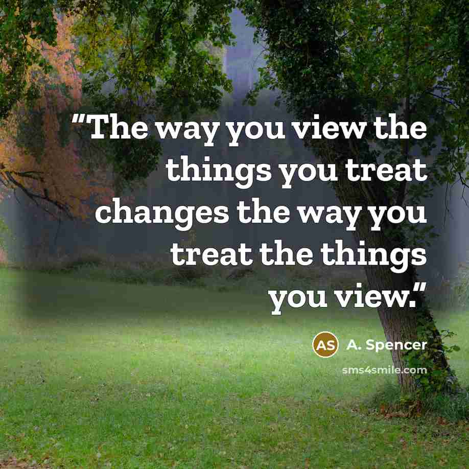 “The way you view the things you treat changes the way you treat the things you view.” quote by A. Spencer