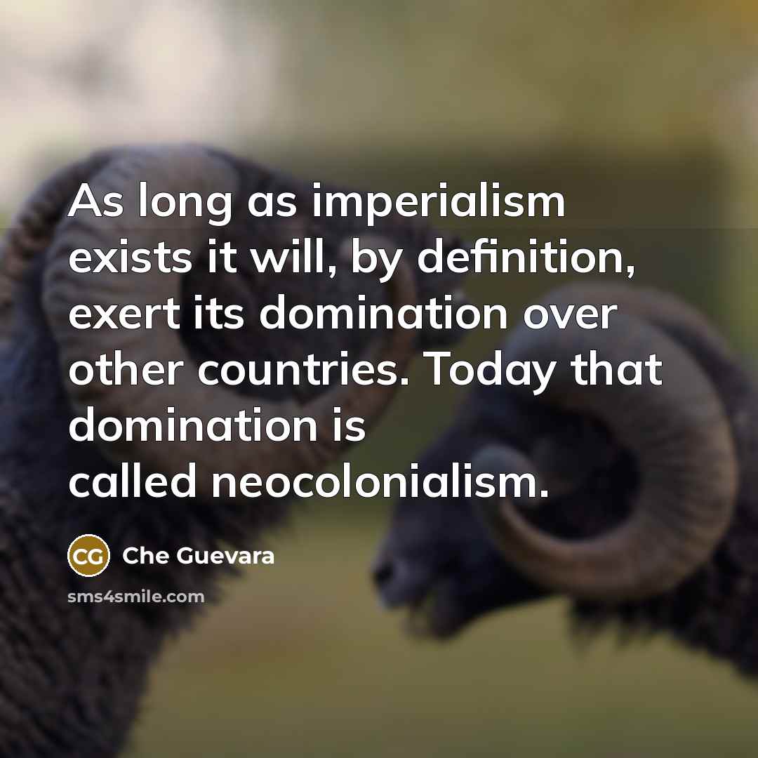 “As long as imperialism exists it will, by definition, exert its domination over other countries. Today that domination is called neocolonialism.” quote by Che Guevara