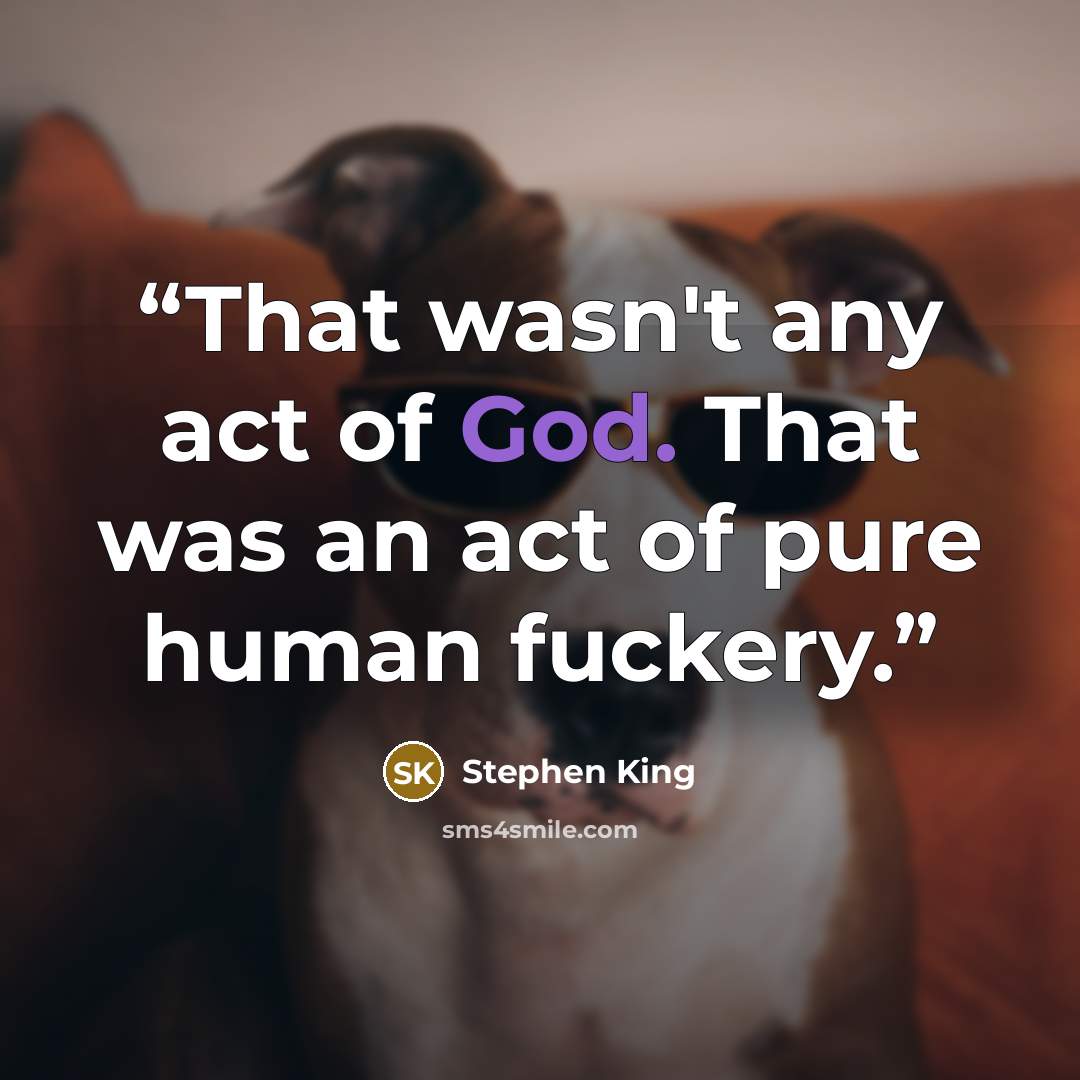 “That wasn't any act of God. That was an act of pure human fuckery.” quote by Stephen King