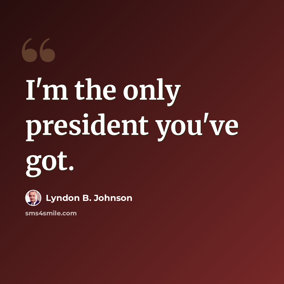 “I'm the only president you've got.” quote by Lyndon B. Johnson