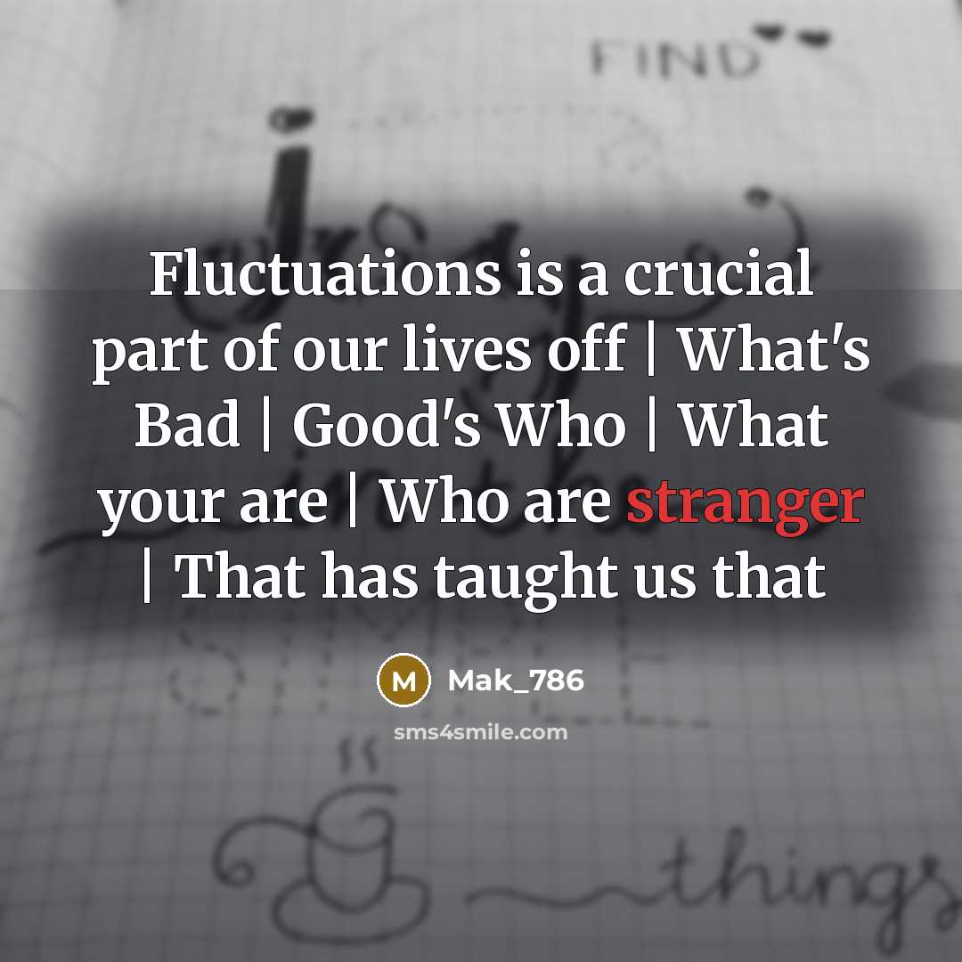 “Fluctuations is a crucial part of our lives off | What's Bad | Good's Who | What your are | Who are stranger | That has taught us that” quote by Mak_786