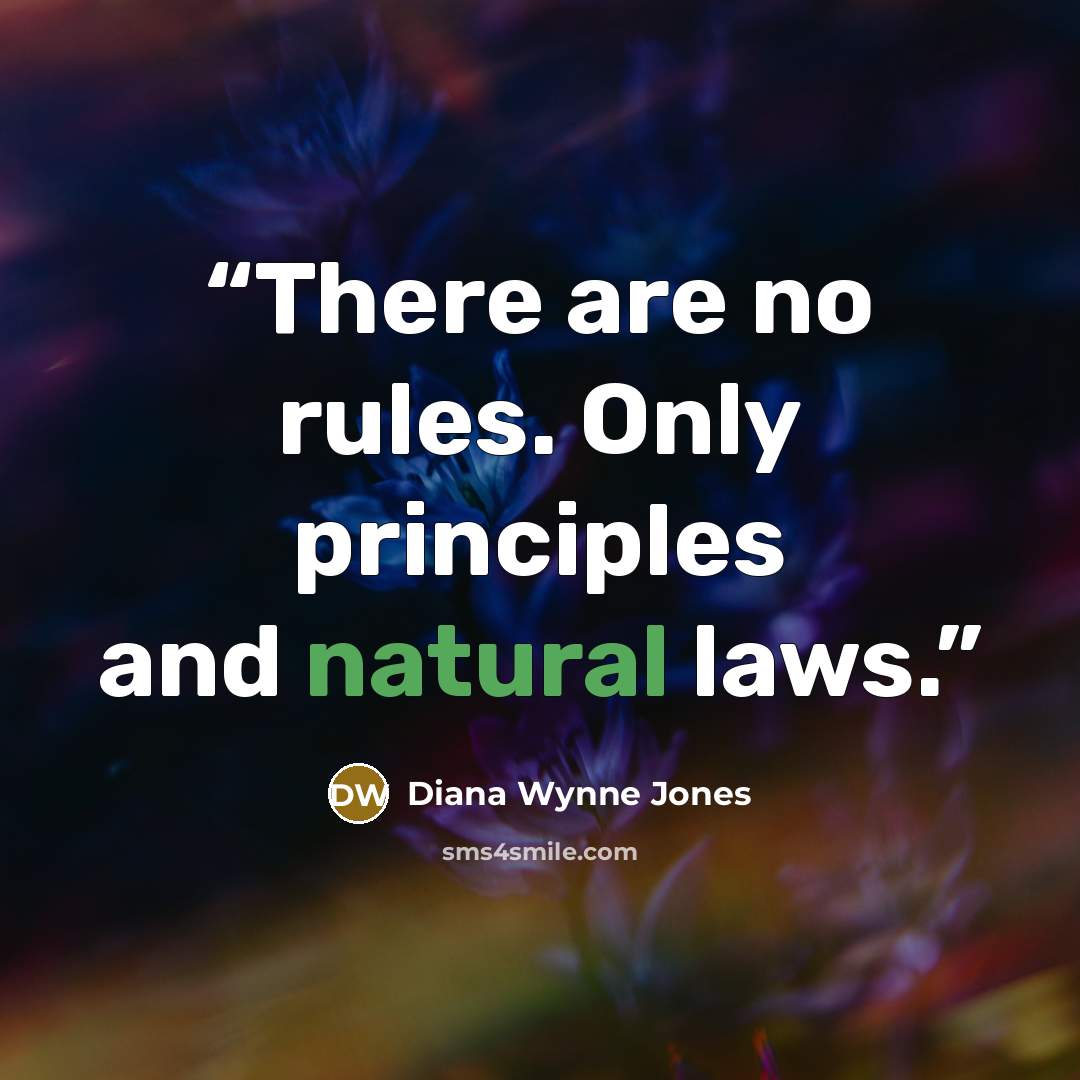 “There are no rules. Only principles and natural laws.” quote by Diana Wynne Jones