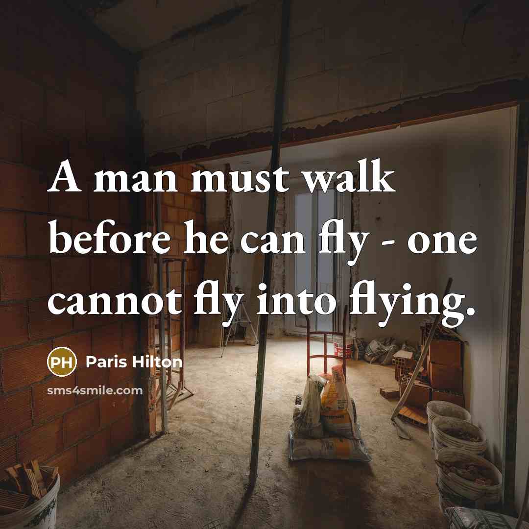 “A man must walk before he can fly - one cannot fly into flying.” quote by Paris Hilton