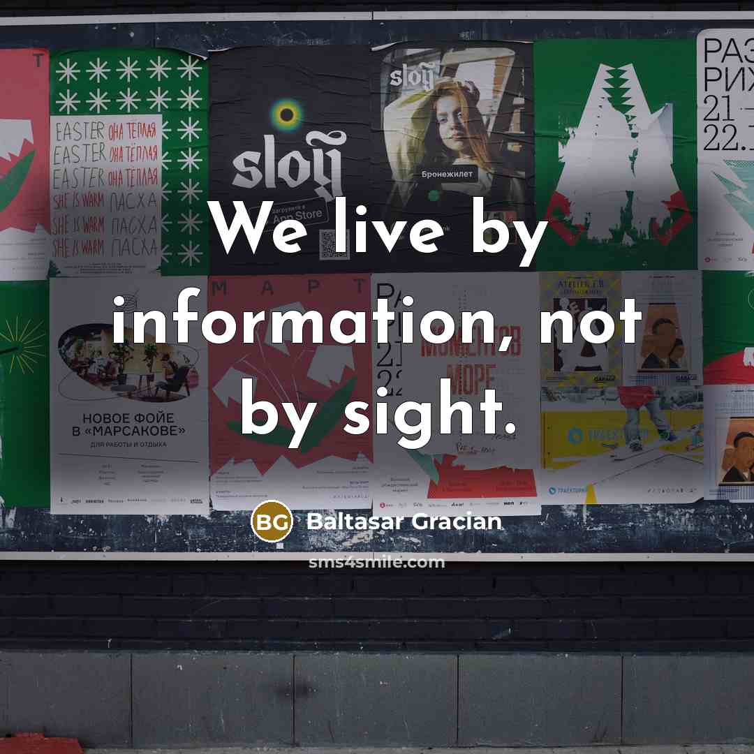 “We live by information, not by sight.” quote by Baltasar Gracian