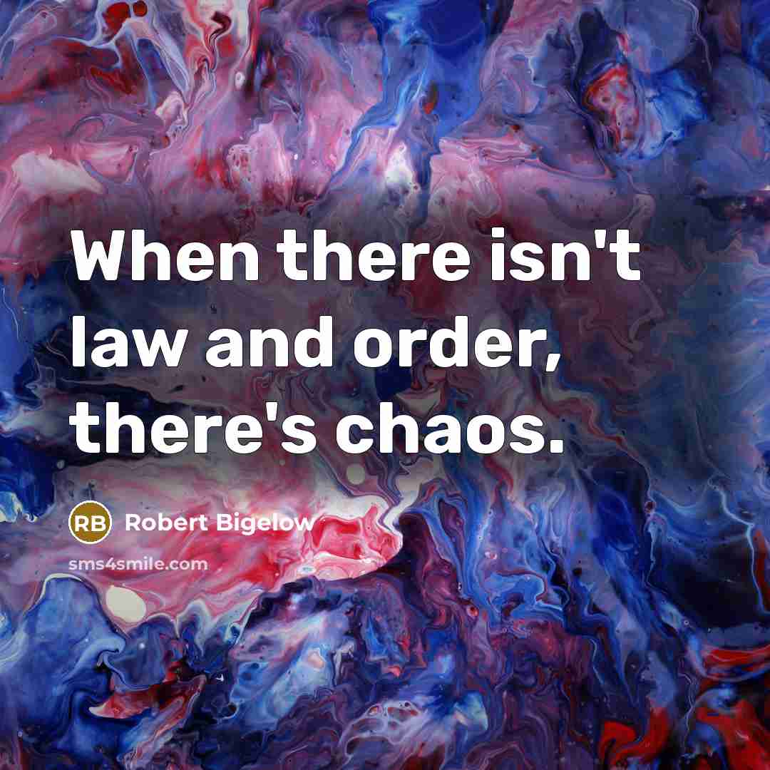 “When there isn't law and order, there's chaos.” quote by Robert Bigelow